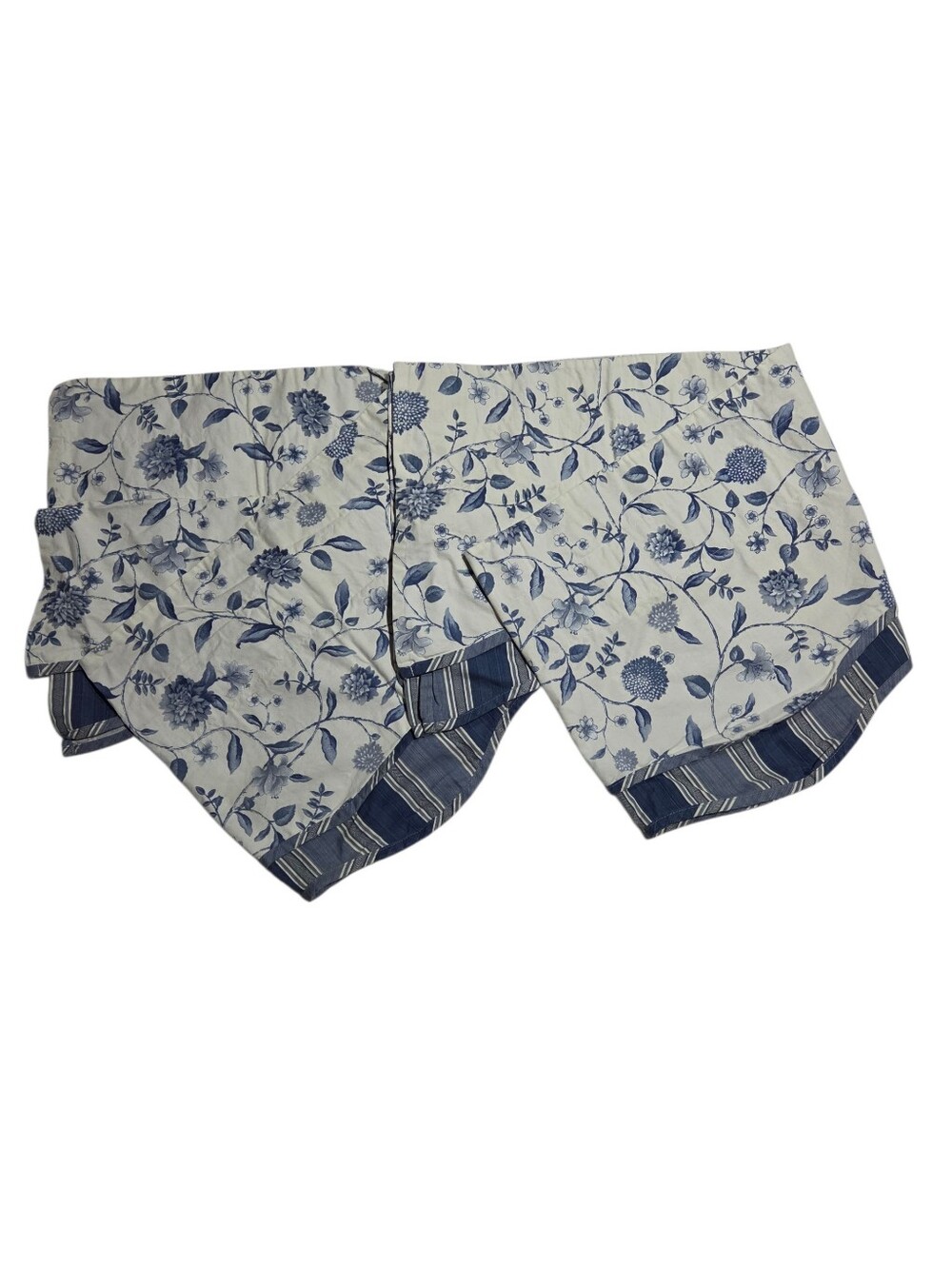 Waverly Wiliamsburg Nassau Blue Floral Cotton Valances Set of 2